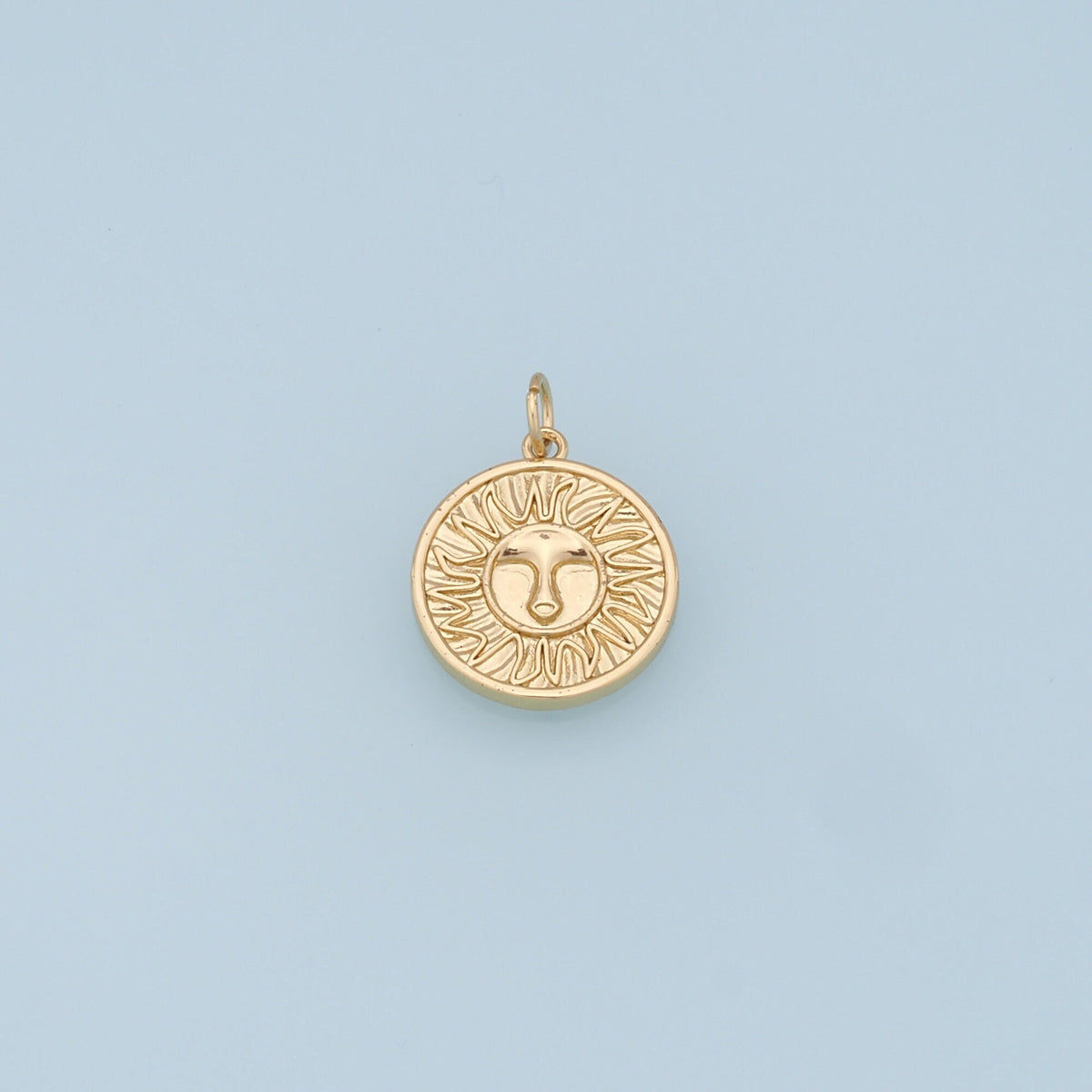 Gold Sun Charms,18K Gold Filled Round Pendant,Celestial Charm Bracelet Necklace for DIY Jewelry Making Supply