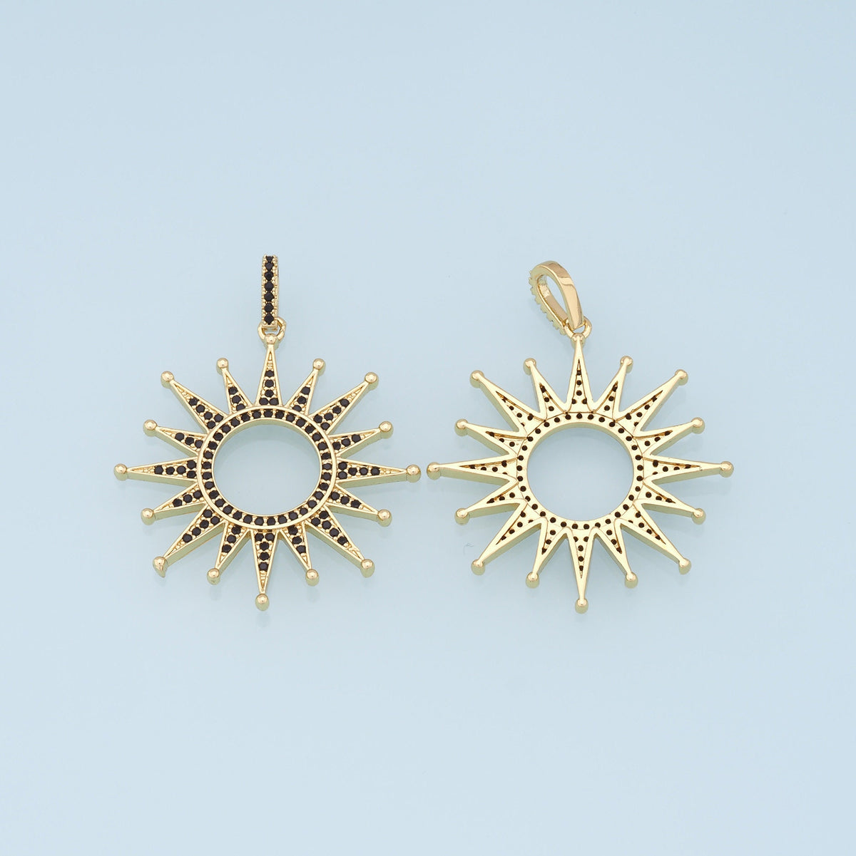 Gold CZ Sun Charms,18K Gold Filled Sun Pendant,celestial  Charm Bracelet Necklace for DIY Jewelry Making Supply