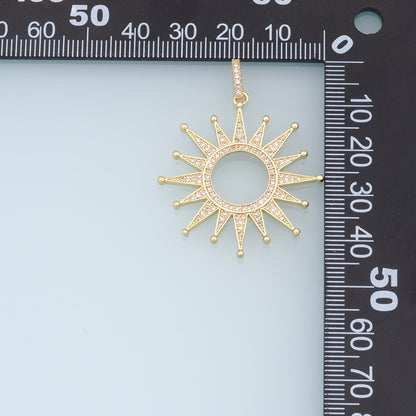 Gold CZ Sun Charms,18K Gold Filled Sun Pendant,celestial  Charm Bracelet Necklace for DIY Jewelry Making Supply