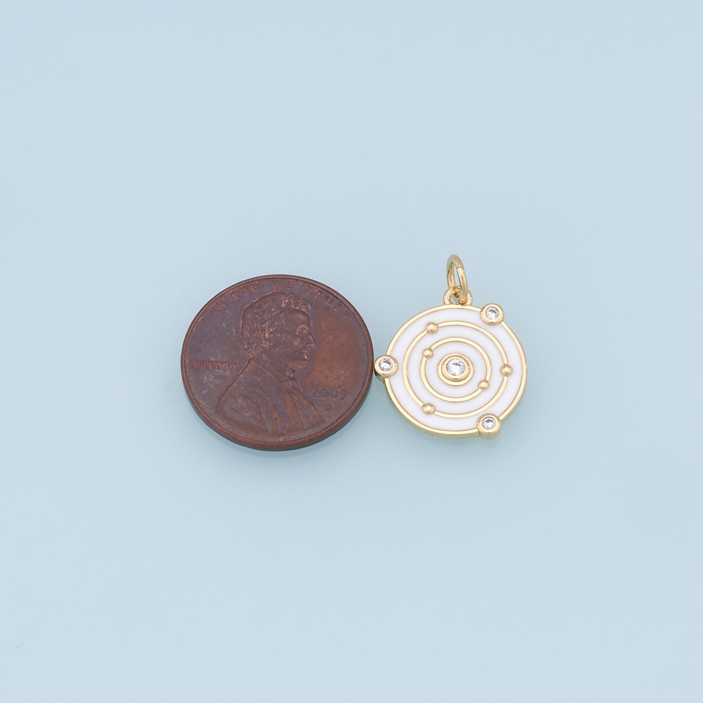 Gold Round Space Charms,18K Gold Filled Enamel Space Pendant,Space Charm Bracelet Necklace for DIY Jewelry Making Supply