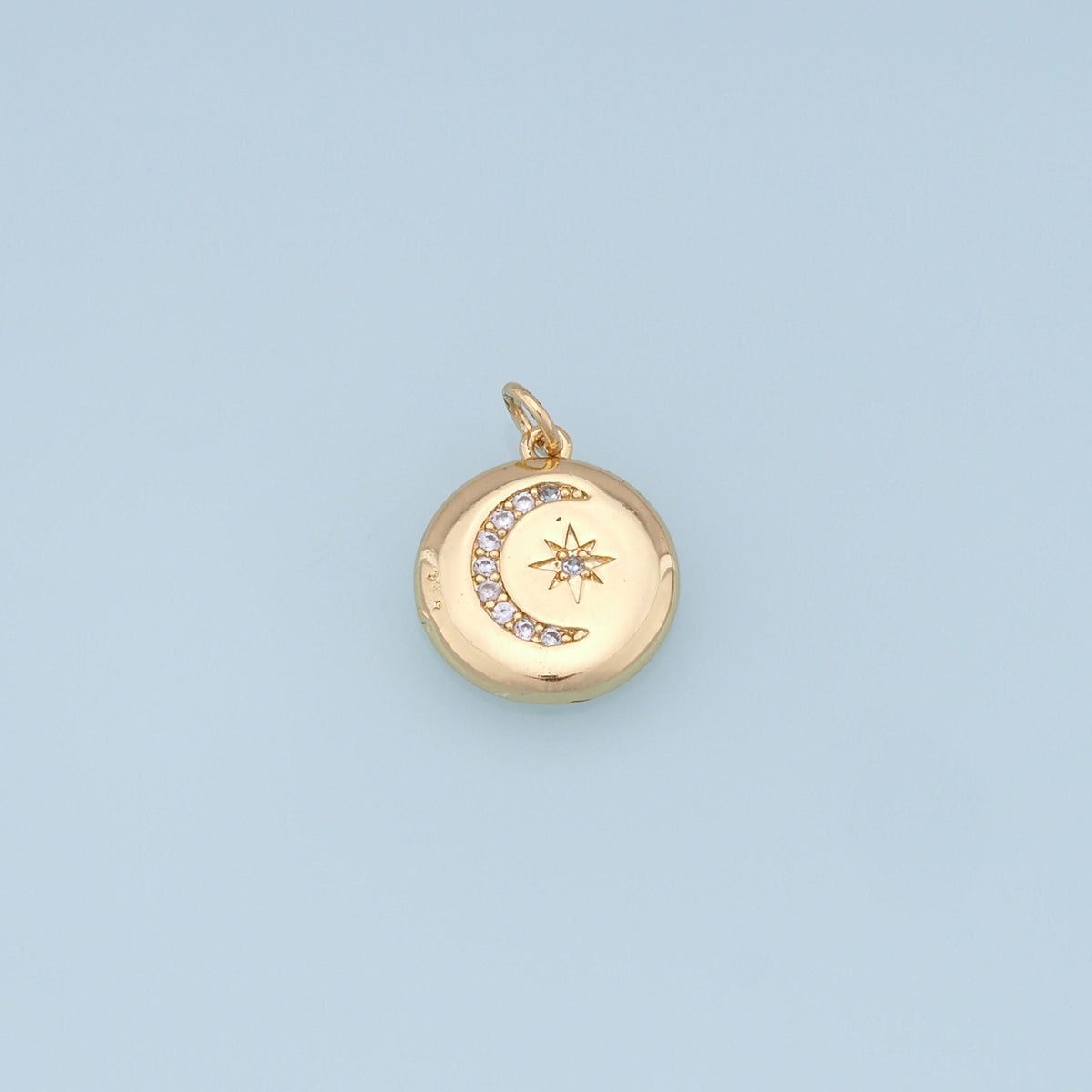 Gold Moon Star Charms,18K Gold Filled CZ Sun Pendant,Celestial Charm Bracelet Necklace for DIY Jewelry Making Supply