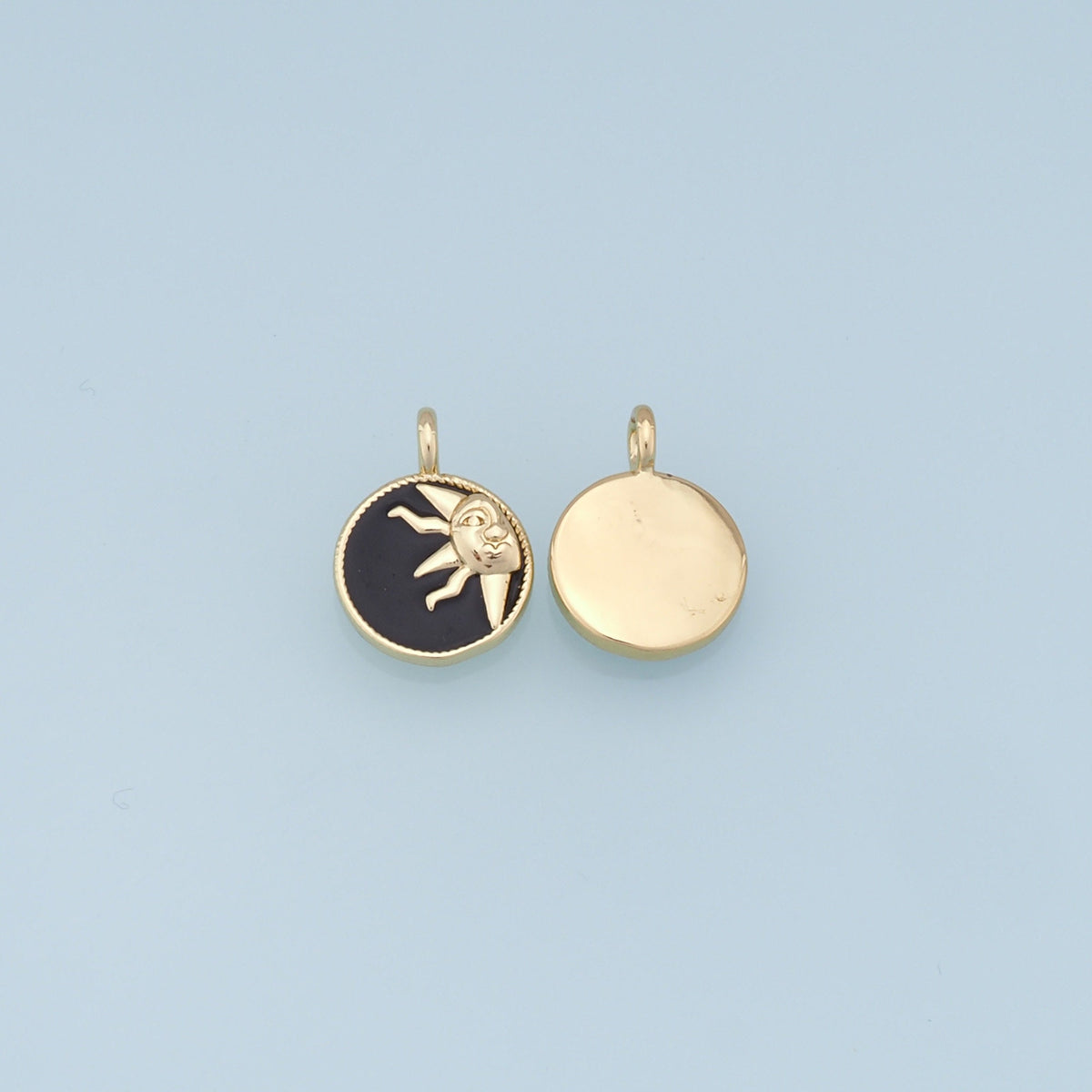 Gold Sun Charms,18K Gold Filled Round Coin Pendant,Sun Charm Bracelet Necklace for DIY Jewelry Making Supply