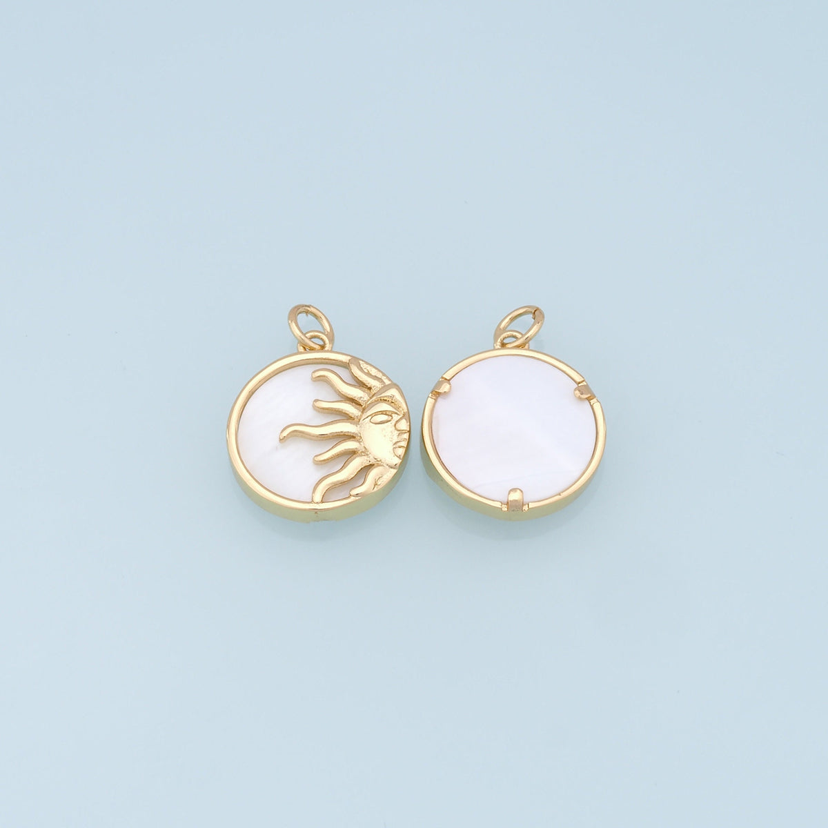 Gold Sun Charms,18K Gold Filled Round Coin Pendant,Sun Charm Bracelet Necklace for DIY Jewelry Making Supply