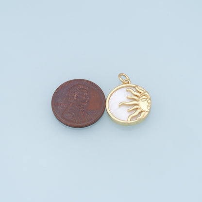 Gold Sun Charms,18K Gold Filled Round Coin Pendant,Sun Charm Bracelet Necklace for DIY Jewelry Making Supply