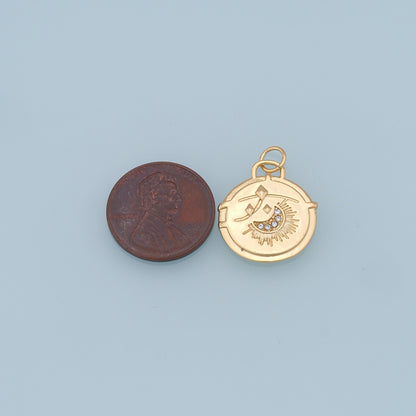 Gold Moon Star Charms,18K Gold Filled CZ Sun Pendant,Celestial Charm Bracelet Necklace for DIY Jewelry Making Supply