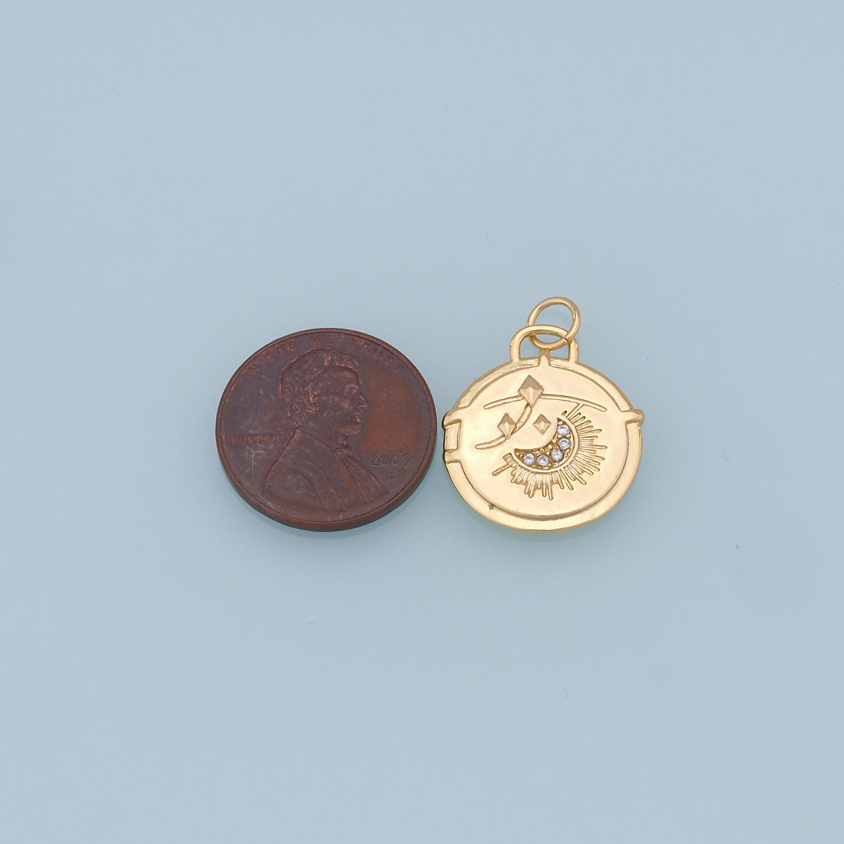 18K Gold Filled Moon CZ Charm Pendant for Jewelry Making