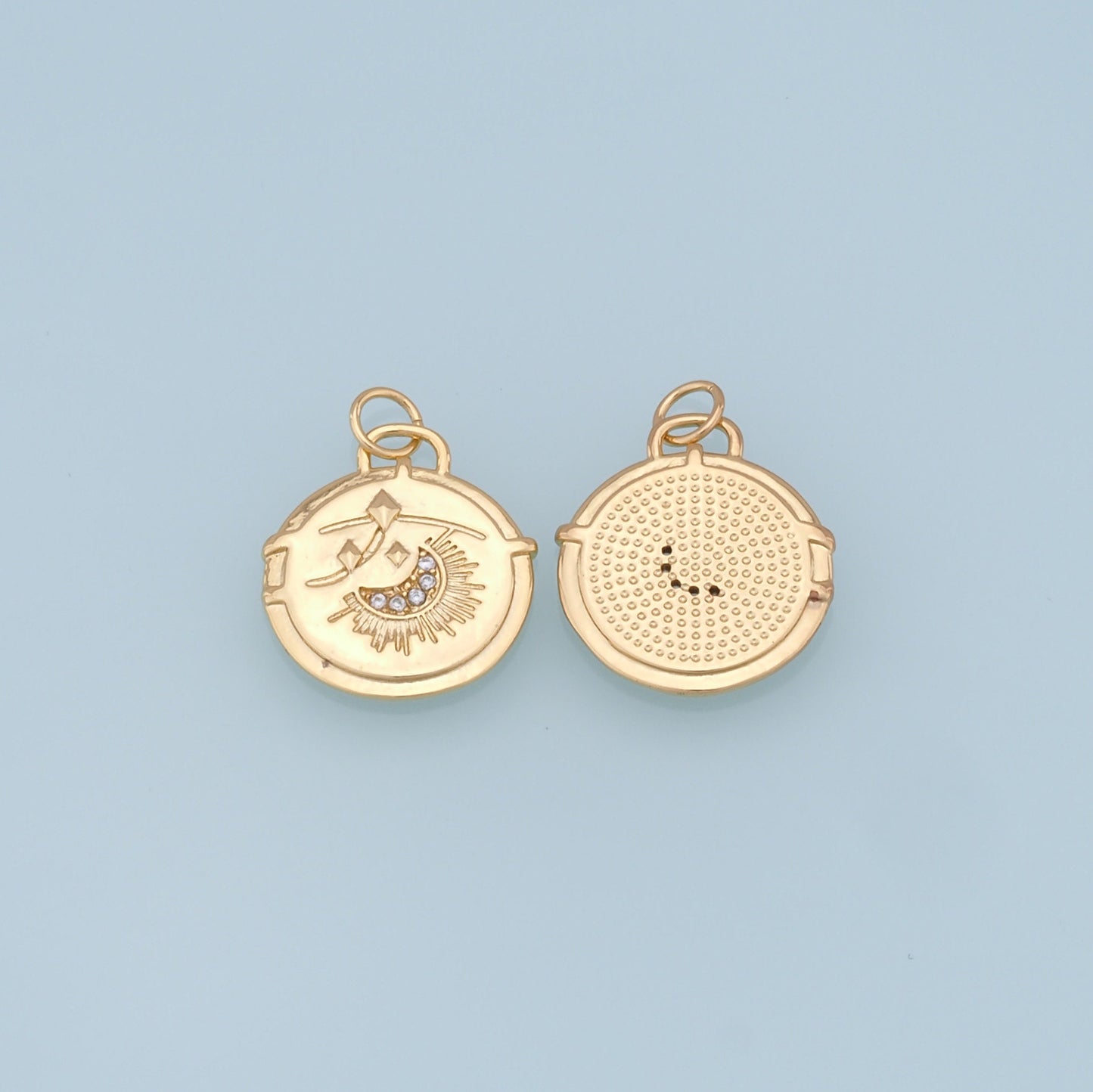 Gold Moon Star Charms,18K Gold Filled CZ Sun Pendant,Celestial Charm Bracelet Necklace for DIY Jewelry Making Supply