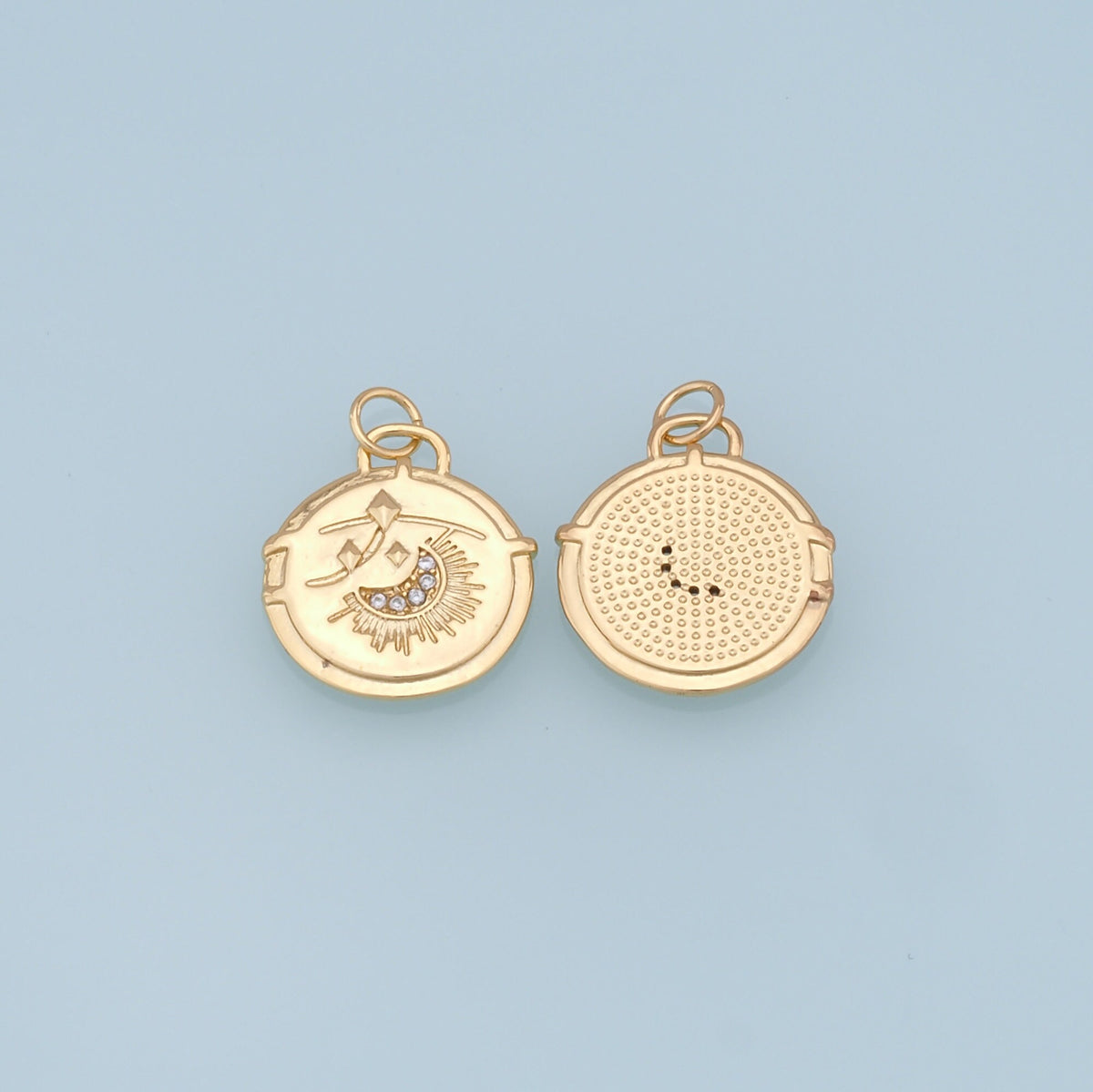 18K Gold Filled Moon CZ Charm Pendant for Jewelry Making