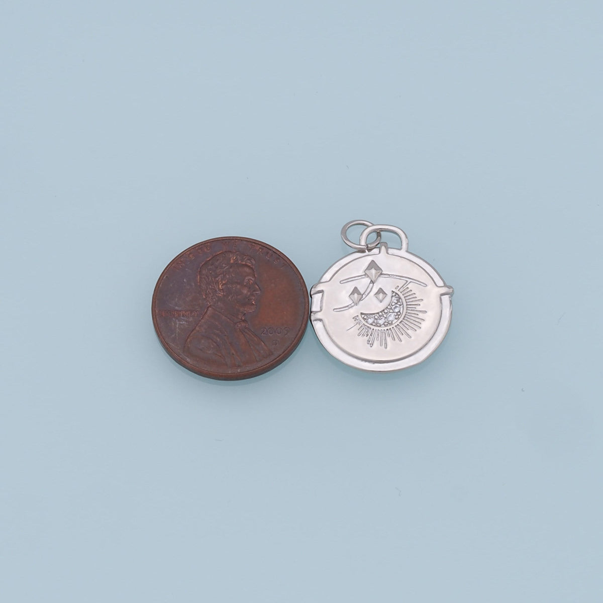 18K Gold Filled Moon CZ Charm Pendant for Jewelry Making