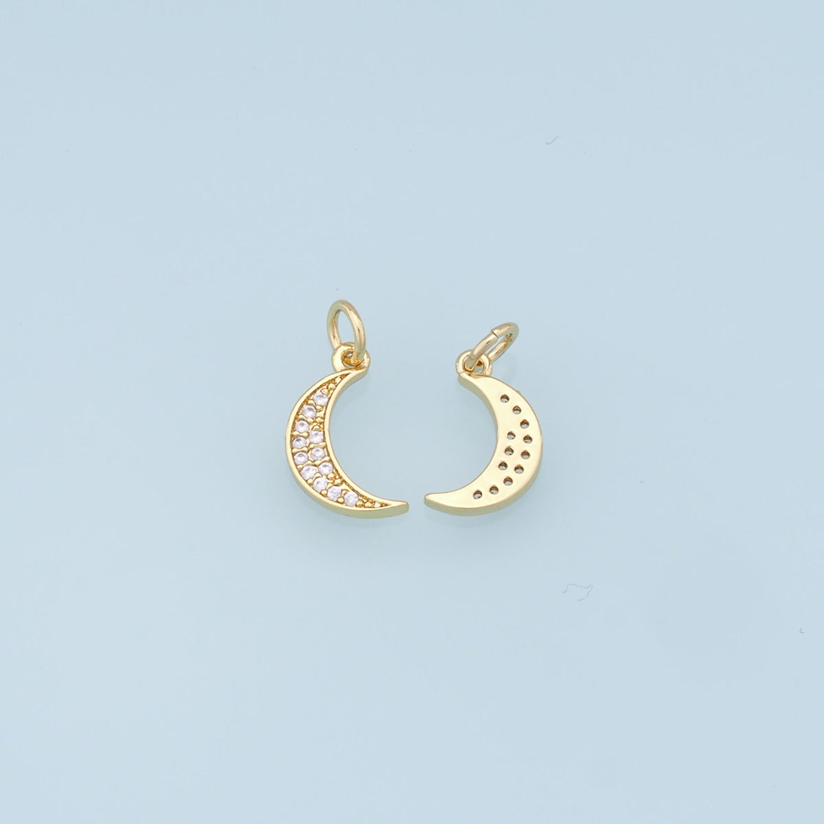 18K Gold Filled Moon CZ Charm Pendant for Jewelry Making