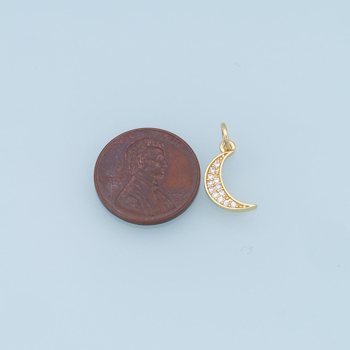 18K Gold Filled Moon CZ Charm Pendant for Jewelry Making