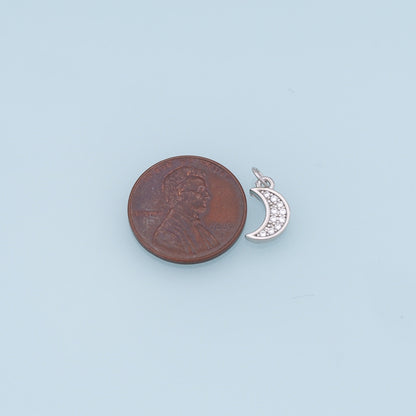 18K Gold Filled Moon CZ Charm Pendant for Jewelry Making