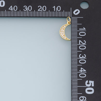 18K Gold Filled Moon CZ Charm Pendant for Jewelry Making