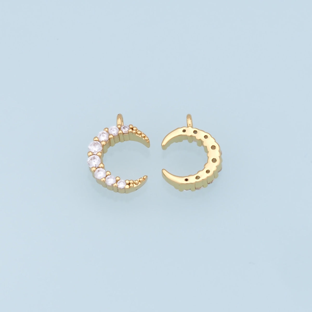 Gold Moon Charms,18K Gold Filled Moon Pendant,CZ Micro Pave Star Charm Bracelet Necklace for DIY Jewelry Making Supply