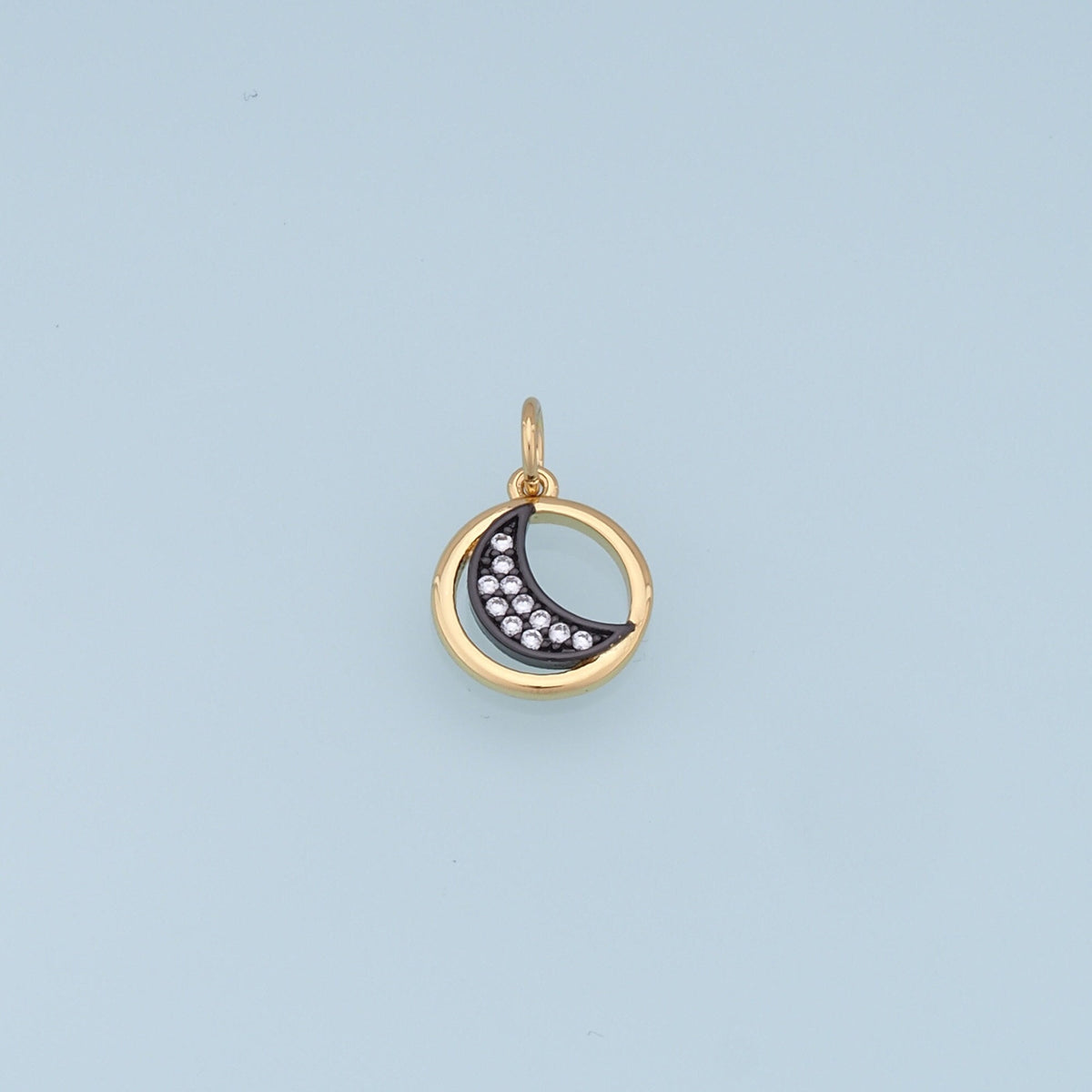 18K Gold Filled Moon CZ Charm Pendant for Jewelry Making