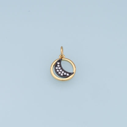 18K Gold Filled Moon CZ Charm Pendant for Jewelry Making