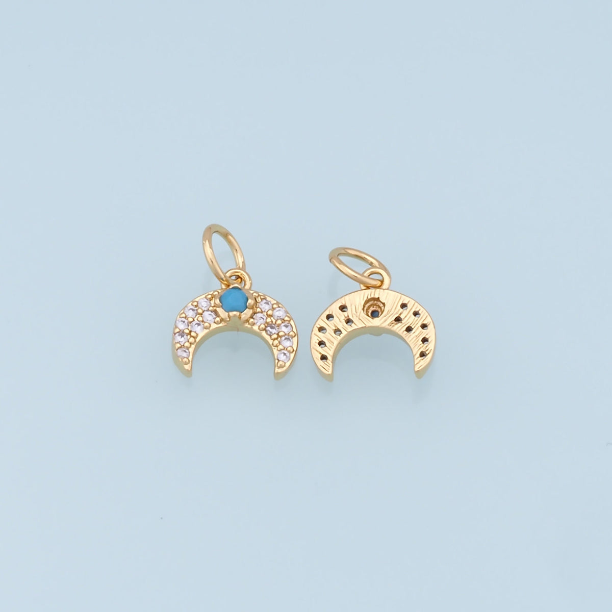 Gold Moon Charms,18K Gold Filled Moon Pendant,CZ Micro Pave Star Charm Bracelet Necklace for DIY Jewelry Making Supply