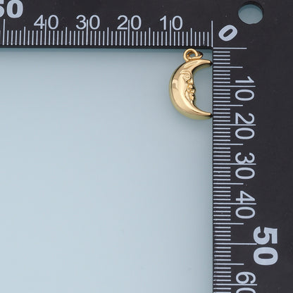 Gold Moon Charms,18K Gold Filled Moon Pendant,CZ Micro Pave Celestial Charm Bracelet Necklace for DIY Jewelry Making Supply