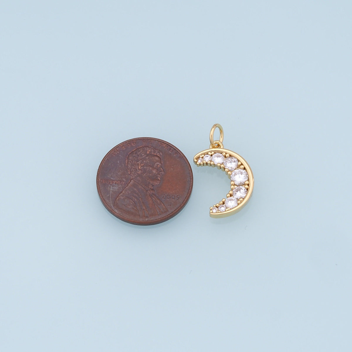 Gold Moon Charms,18K Gold Filled Moon Pendant,CZ Micro Pave Star Charm Bracelet Necklace for DIY Jewelry Making Supply