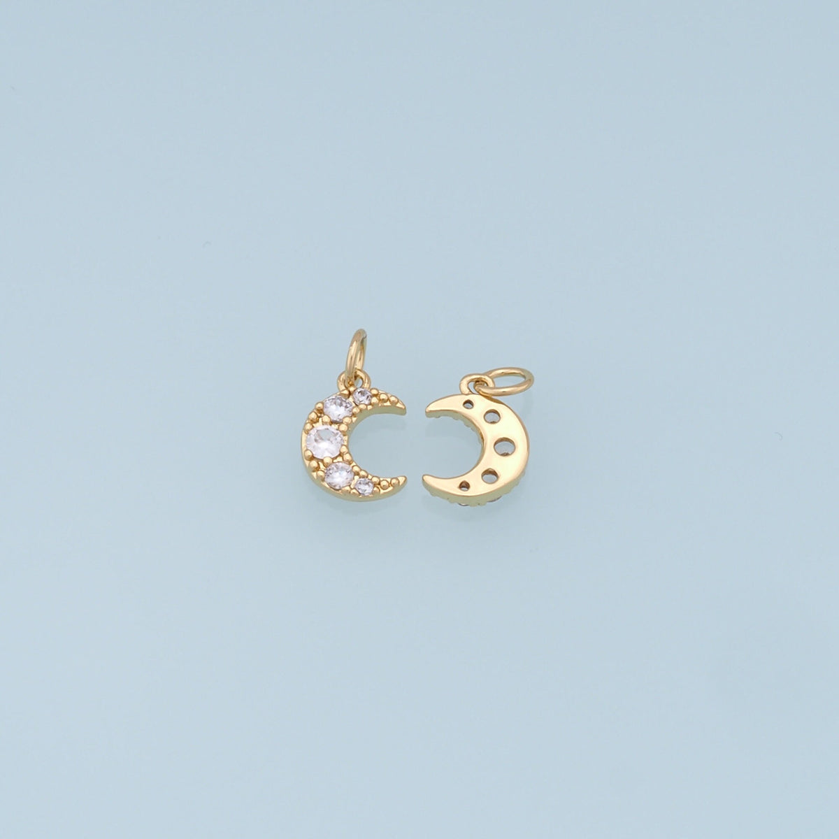 18K Gold Filled Moon CZ Charm Pendant for Jewelry Making