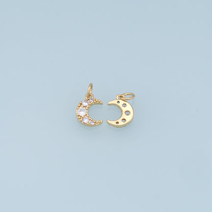 18K Gold Filled Moon CZ Charm Pendant for Jewelry Making