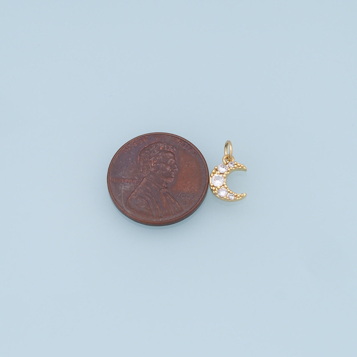 18K Gold Filled Moon CZ Charm Pendant for Jewelry Making