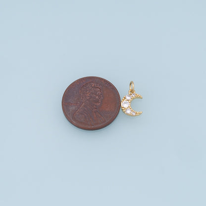 18K Gold Filled Moon CZ Charm Pendant for Jewelry Making