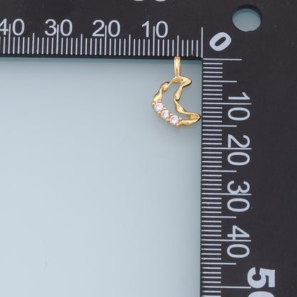 Gold Moon Charms,18K Gold Filled Moon Pendant,CZ Micro Pave Star Charm Bracelet Necklace for DIY Jewelry Making Supply