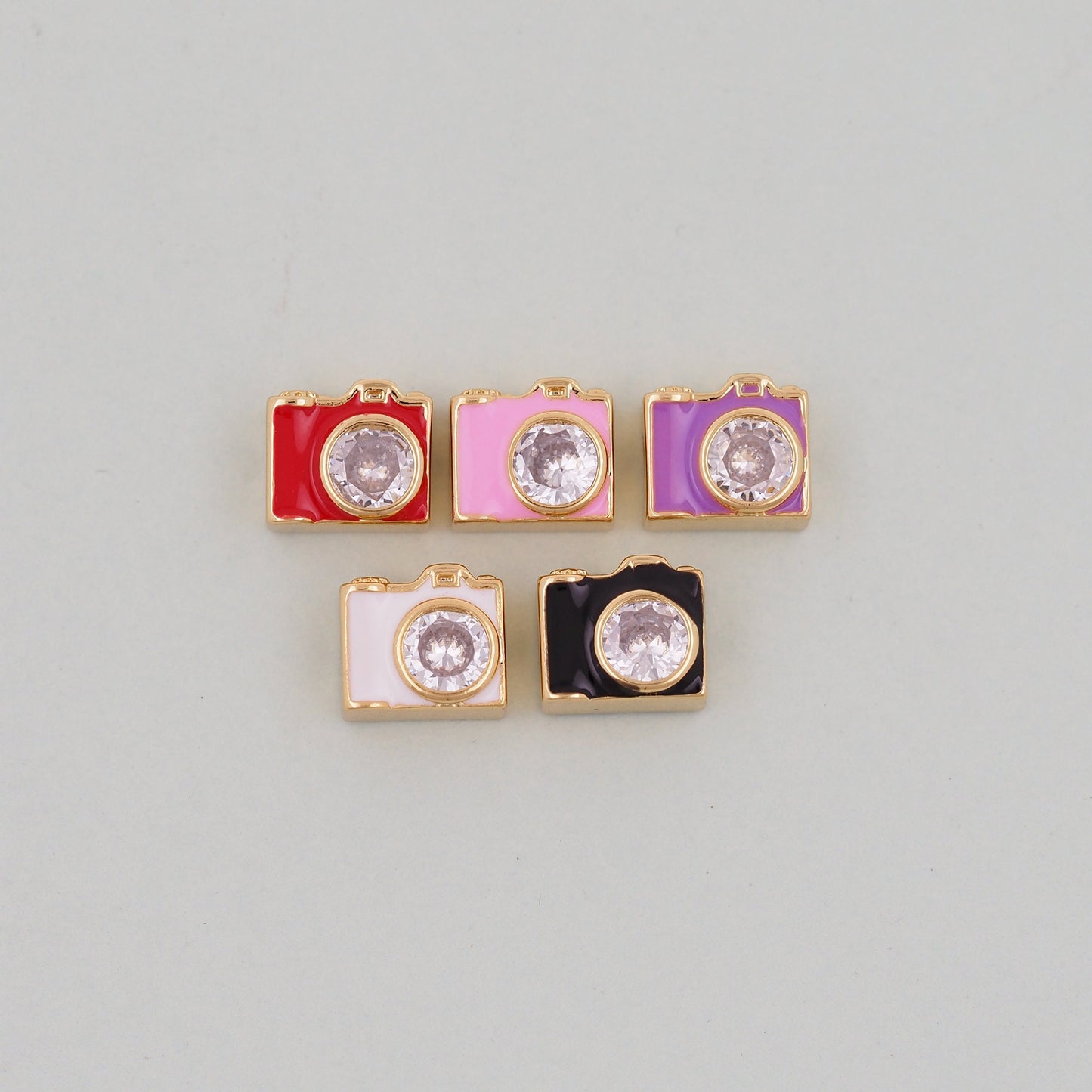 Gold camera Charms,18K Gold Filled camera Pendant,camera Charm Bracelet Necklace for DIY Jewelry Making Supply hole 2mm