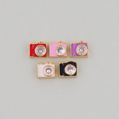 Gold camera Charms,18K Gold Filled camera Pendant,camera Charm Bracelet Necklace for DIY Jewelry Making Supply hole 2mm