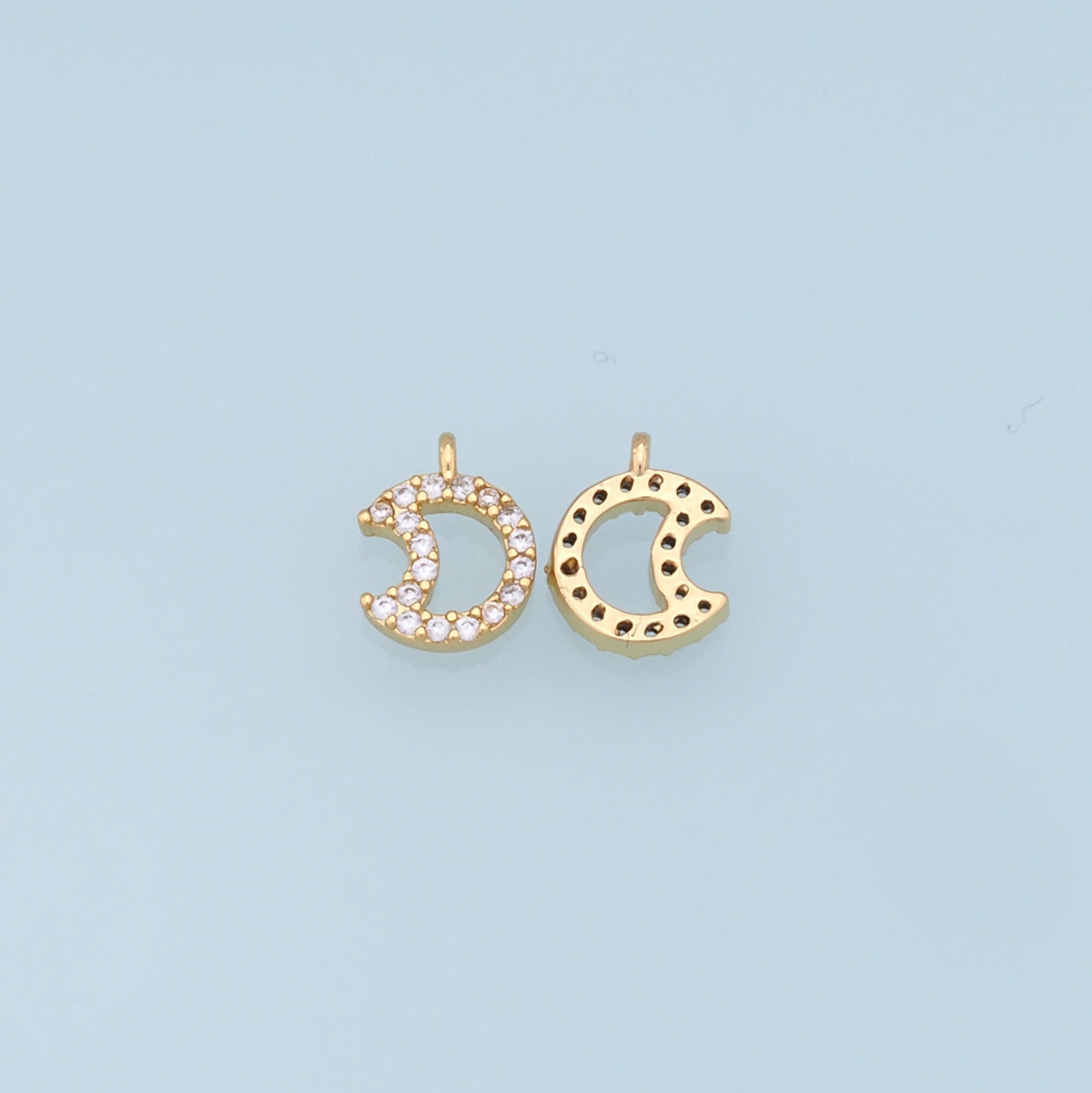 Gold Moon Charms,18K Gold Filled Moon Pendant,CZ Micro Pave Celestial Charm Bracelet Necklace for DIY Jewelry Making Supply