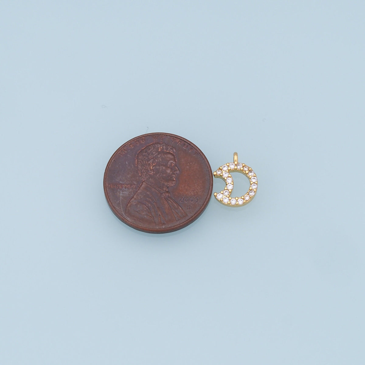 Gold Moon Charms,18K Gold Filled Moon Pendant,CZ Micro Pave Celestial Charm Bracelet Necklace for DIY Jewelry Making Supply