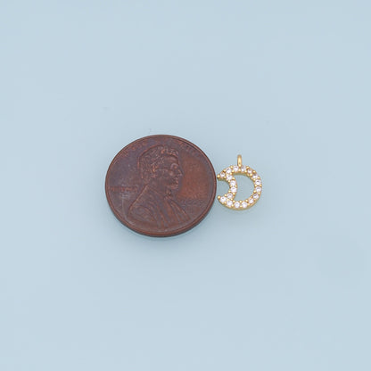 Gold Moon Charms,18K Gold Filled Moon Pendant,CZ Micro Pave Celestial Charm Bracelet Necklace for DIY Jewelry Making Supply