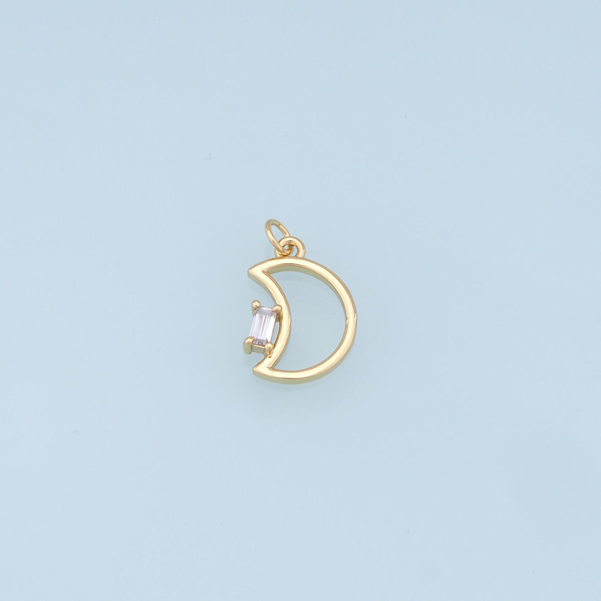 Gold Moon Charms,18K Gold Filled Moon Pendant,CZ Micro Pave Celestial Charm Bracelet Necklace for DIY Jewelry Making Supply
