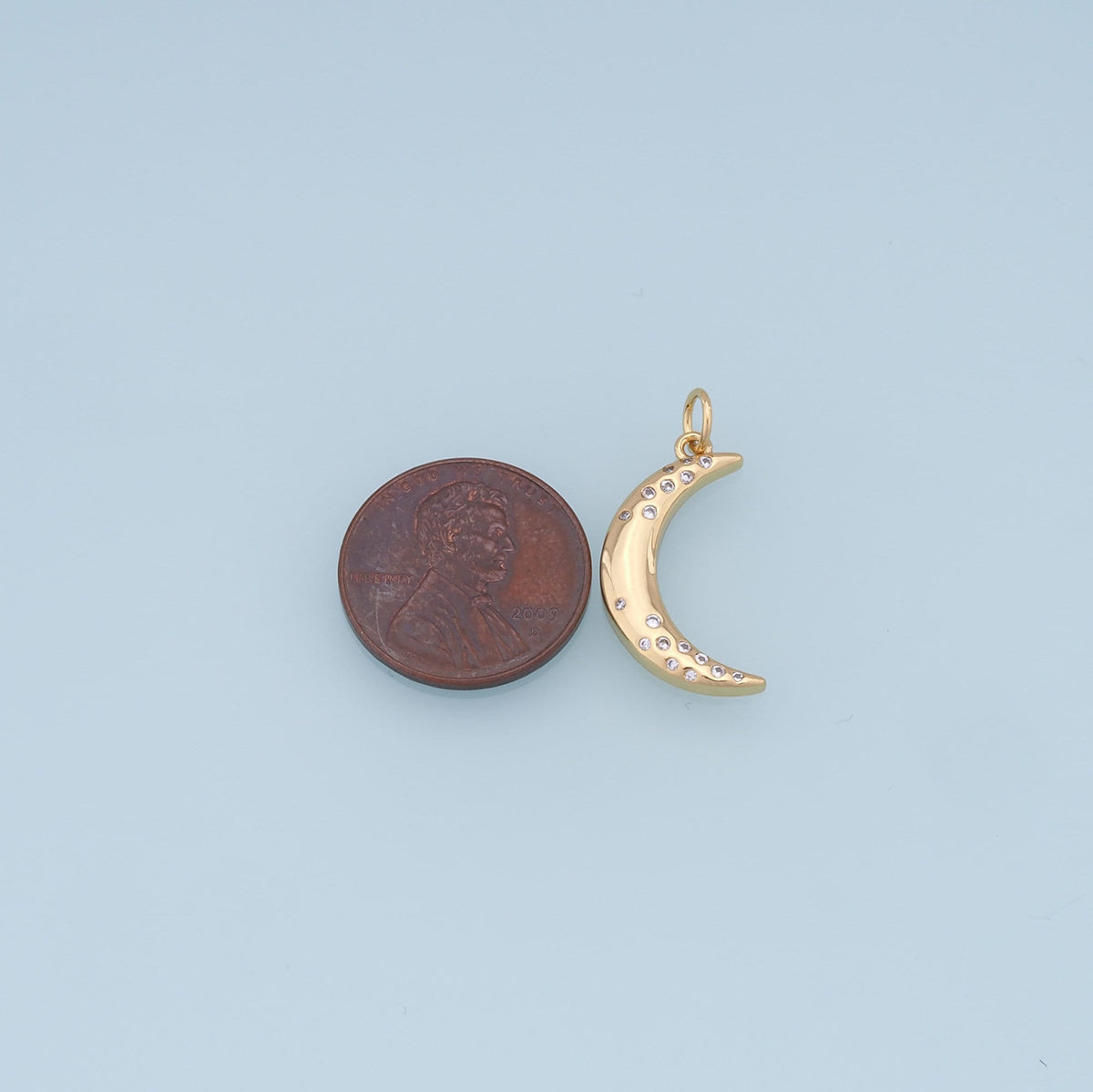 Gold Moon Charms,18K Gold Filled Moon Pendant,CZ Micro Pave Celestial Charm Bracelet Necklace for DIY Jewelry Making Supply
