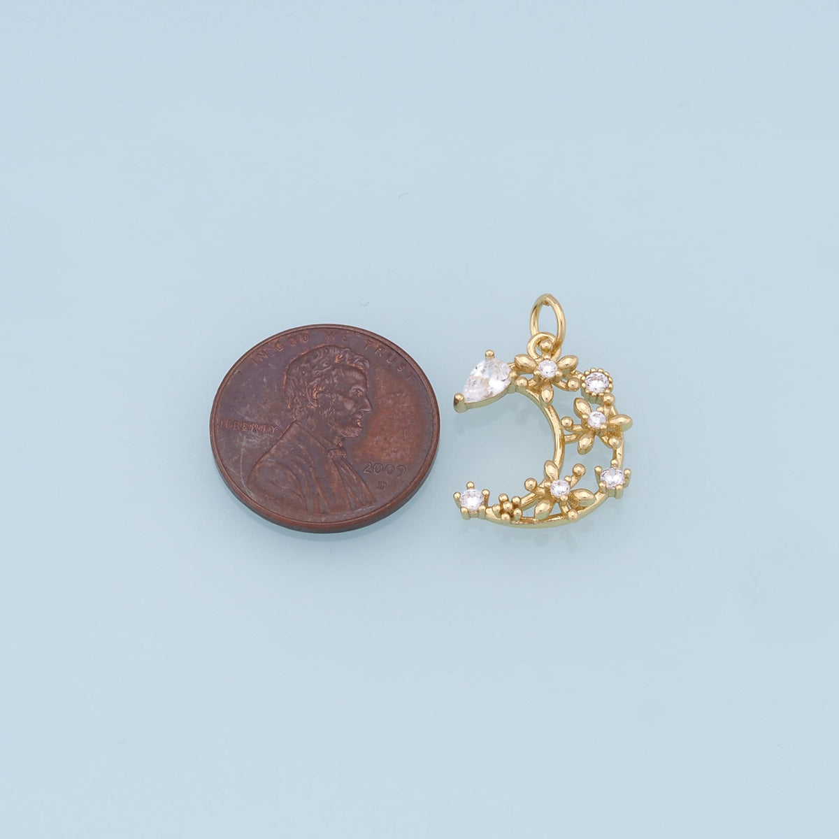 Gold Moon Star Charms,18K Gold Filled CZ Moon Pendant,Celestial Charm Bracelet Necklace for DIY Jewelry Making Supply