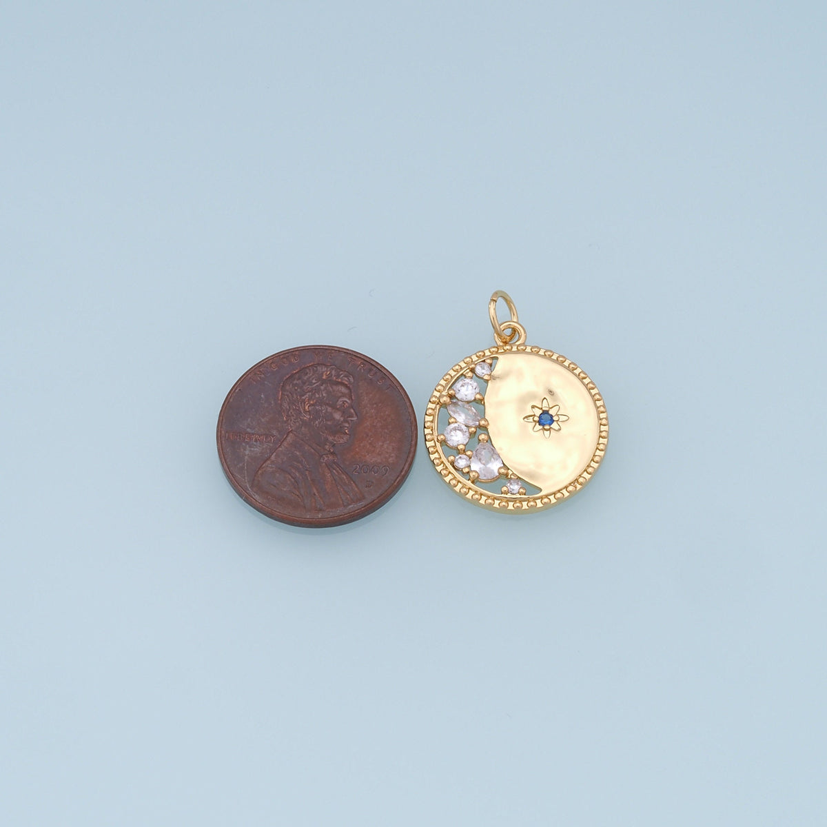 Gold Moon Star Charms,18K Gold Filled CZ Moon Pendant,Celestial Charm Bracelet Necklace for DIY Jewelry Making Supply