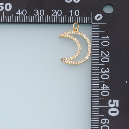 18K Gold Filled Moon CZ Charm Pendant for Jewelry Making