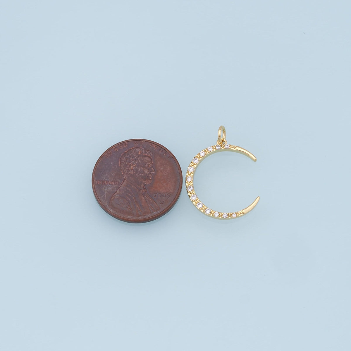 Gold Moon Charms,18K Gold Filled Moon Pendant,CZ Micro Pave Celestial Charm Bracelet Necklace for DIY Jewelry Making Supply