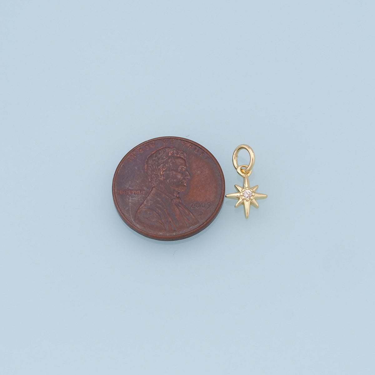 Gold Star Charms,18K Gold Filled Starburst Pendant,CZ North Star Charm Bracelet Necklace for DIY Jewelry Making Supply