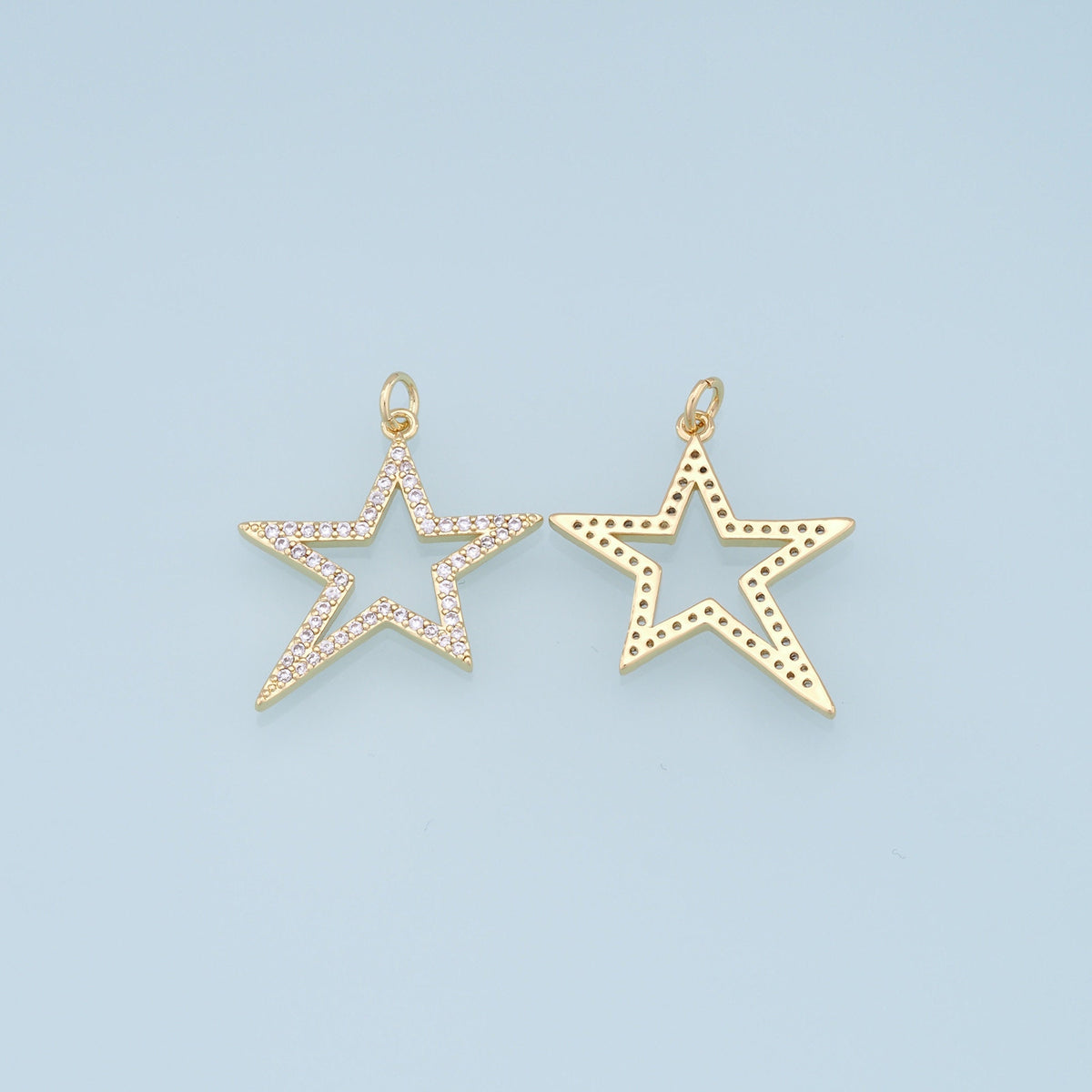 18K Gold Filled Star CZ Charm Pendant for Jewelry Making
