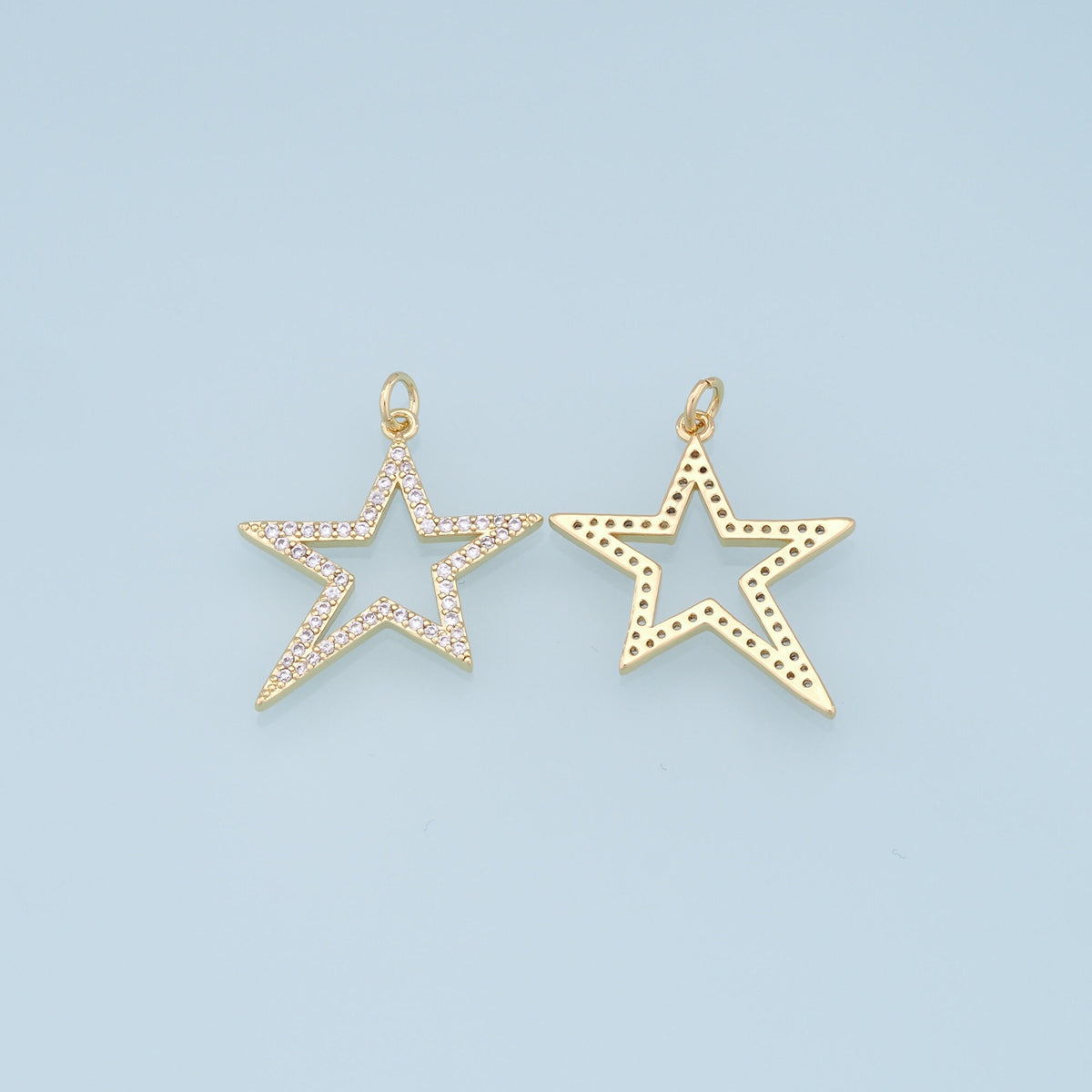 18K Gold Filled Star Pendant,CZ Micro Pave Star Charm Bracelet Necklace for DIY Jewelry Making Supply
