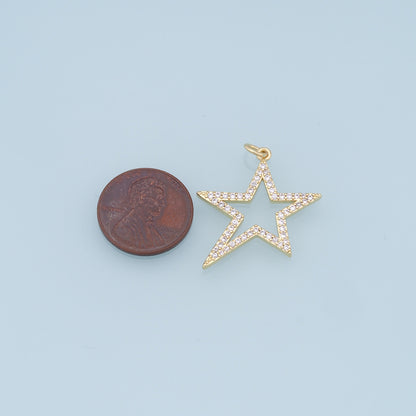 18K Gold Filled Star CZ Charm Pendant for Jewelry Making