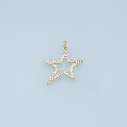 18K Gold Filled Star CZ Charm Pendant for Jewelry Making