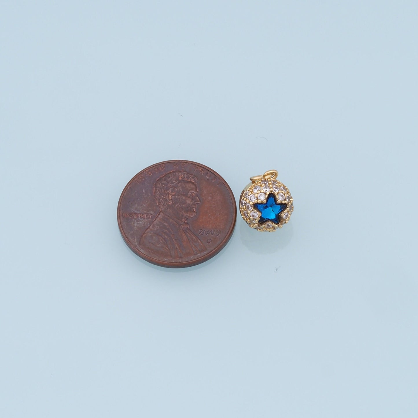Gold Ball Star Charms,18K Gold Filled Star Pendant,CZ Micro Pave Star Charm Bracelet Necklace for DIY Jewelry Making Supply