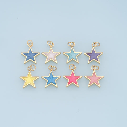 Gold Star Charms,18K Gold Filled Star Pendant,Shell North Star Charm Bracelet Necklace for DIY Jewelry Making Supply