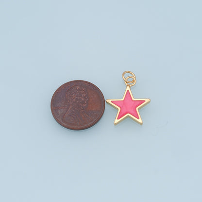 Gold Star Charms,18K Gold Filled Star Pendant,Shell North Star Charm Bracelet Necklace for DIY Jewelry Making Supply