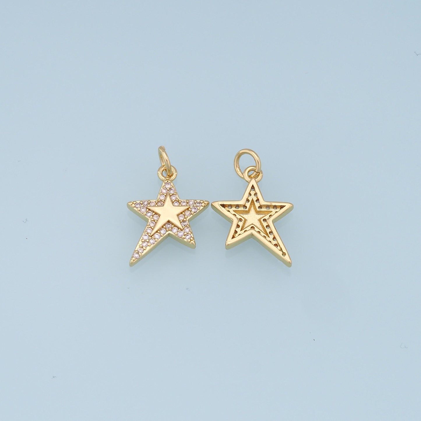 18K Gold Filled Star Pendant,CZ Micro Pave Star Charm Bracelet Necklace for DIY Jewelry Making Supply