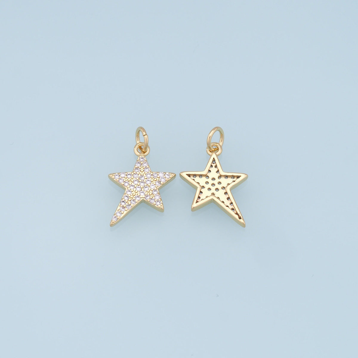 18K Gold Filled Cubic Zirconia Star Charm Pendant for Jewelry Making