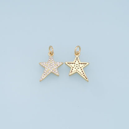 18K Gold Filled Cubic Zirconia Star Charm Pendant for Jewelry Making